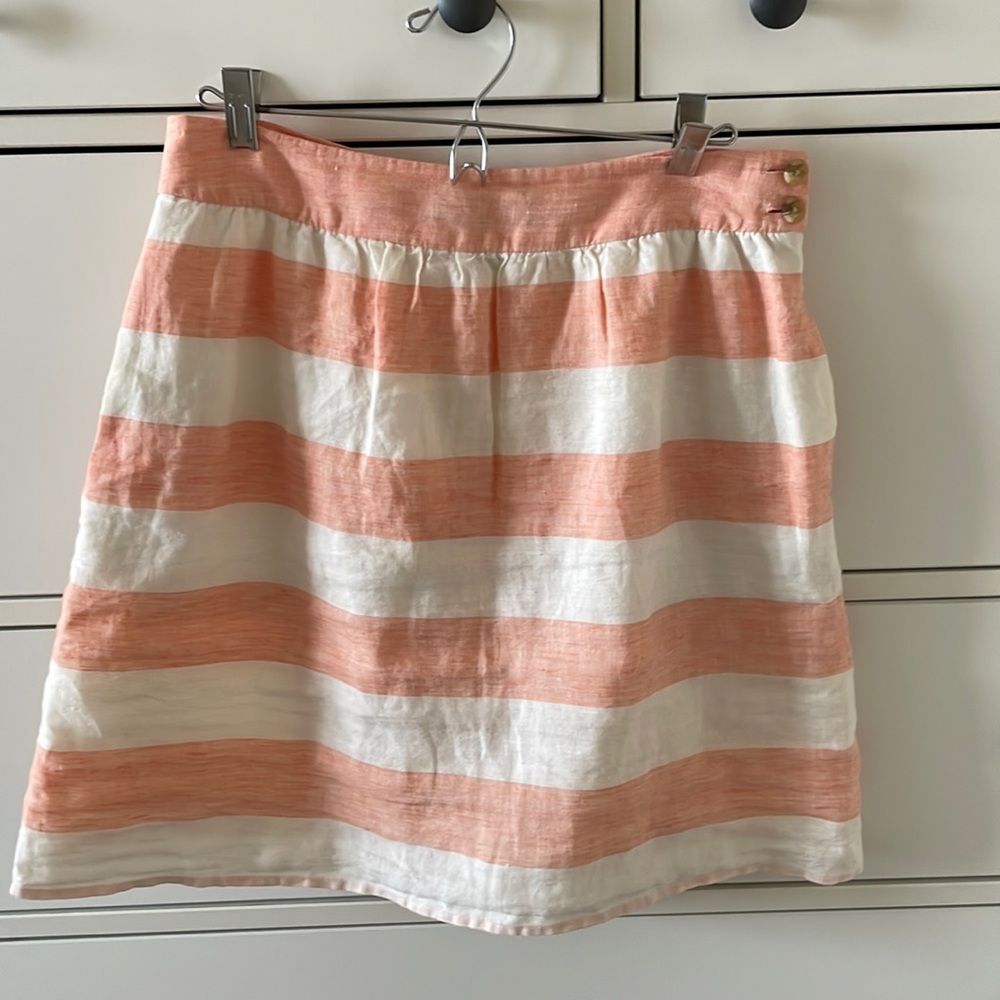 Vineyard vines orange/cream striped linen skirt